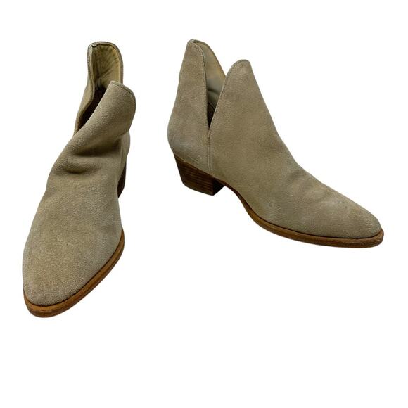 Free‎ People Charm Double V Ankle Boots Camel Suede Size Beige 37.5 US 7 - Picture 5 of 12